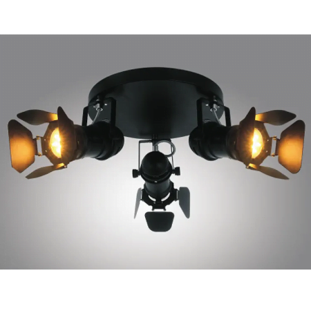 BROARDWAY Vintage 3xGU10 10W-3b-310mmx310mmx140mm-glass shade coated iron base spotlight-460mmx205mmx460-1pc