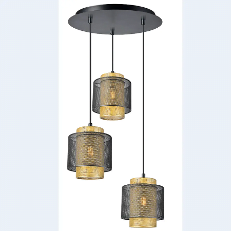 Beijing Lantern 3xE27 60W-3b-350-350-1500-iron mesh shade iron pendant