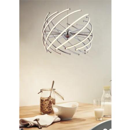 CANOPY-A LED INNO 48W-12e-425-425-1500-plastic shade and chrome pendant