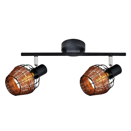 DROP 2xE14 5W-2a-450mmx100mmx160mm-rattan shade coated iron base spotlight-380mmx230mmx295mm-4pcs