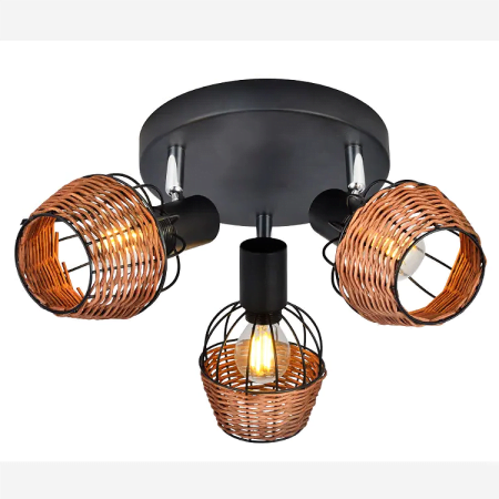 DROP 3xE14 5W-3a-400-400-140-rattan shade iron ceiling
