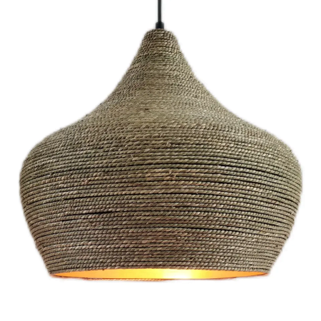 DROP Jomon E26orE27-1e-400-400-360-iron and straw shade iron and straw pendant