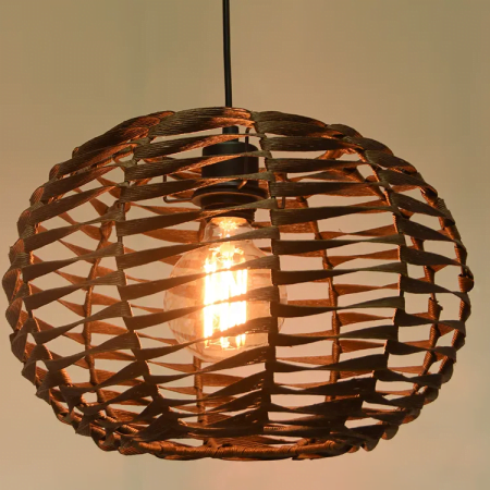 GLOBE DNA Spirals E26orE27-1b-350-350-230-rattan shade rattan pendant