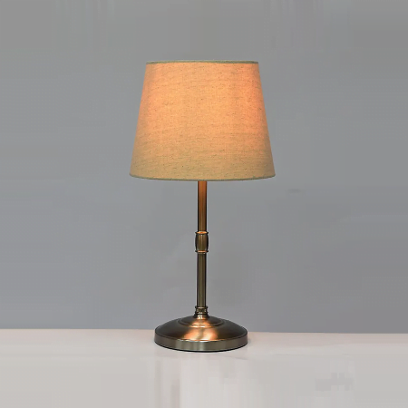 MORELS Antique-E26orE27-1b-265-265-480-linen shade galvanized table