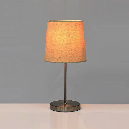 MORELS Nickel-E26orE27-1a-185-185-380-linen shade galvanized table