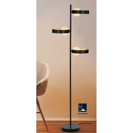 ORBIT 3xG9 Max 10W-3h-460-460-1500-glass shade iron floor