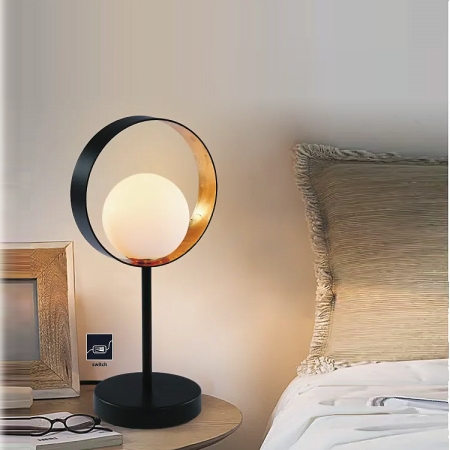 ORBIT G9 28W-1a-460-460-420-glass shade iron table