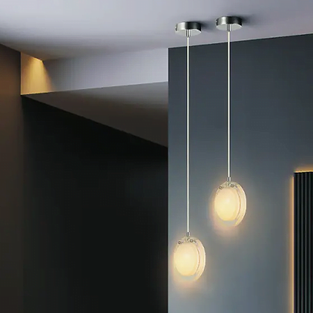 PANDORA SOLO LED G9 3W-1e-280-280-1500-glass shade chrome pendant