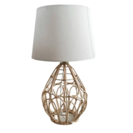 PENDANT E14orE17-1a-260-260-460-linen shade rattan table