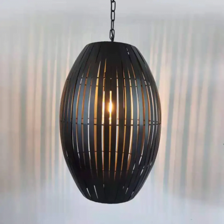 Retro Drum E26orE27-1b-340-340-490-iron slat shade iron pendant