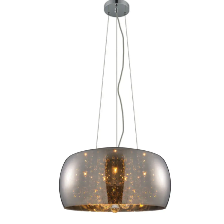 TWINKLE Crystal 6xG9 LED 3W-1d-380-380-1500-glass and crystal shade chrome pendant