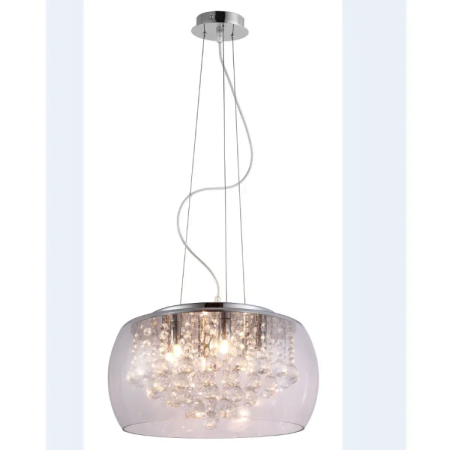 TWINKLE Crystal 6xG9 LED 3W-6b-370-370-1500-glass and crystal shade chrome pendant