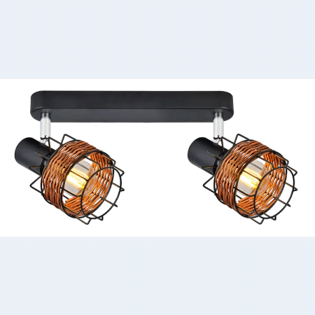Versatile 2xE14 3W-2a-360x100mmx130mm-rattan shade iron ceiling light-530mmx220mmx300mm-8pcs