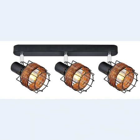 Versatile 3xE14 3W-3a-450x100mmx130mm-rattan shade coated iron base spotlight-530mmx220mmx400mm-8pcs
