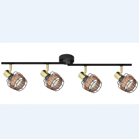 Versatile brass 4xE14 5W-4a-780x85mmx160mm-rattan shade coated iron base brass plated spotlight-720mmx355mmx585mm-12pcs